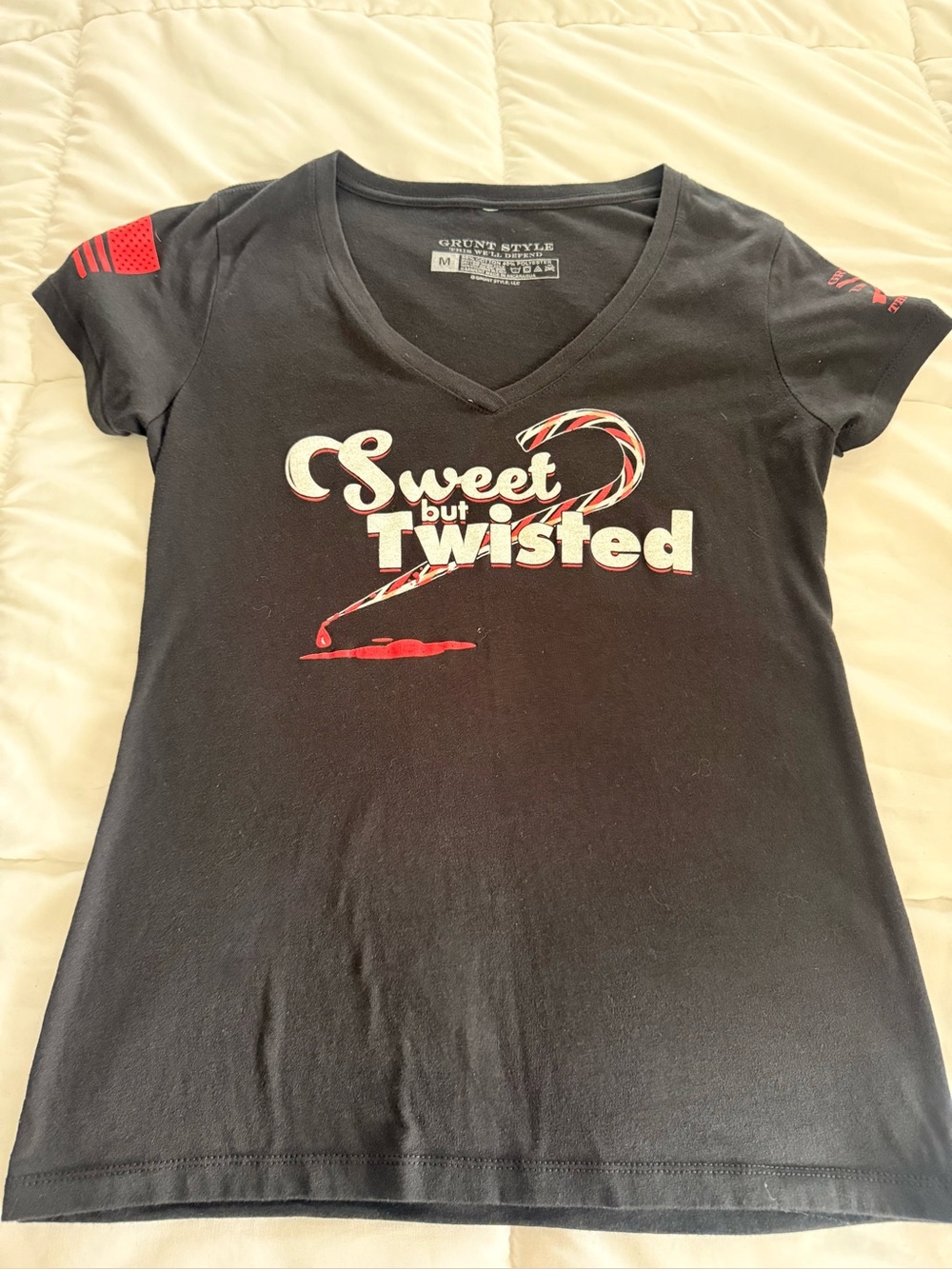 Grunt Style Women's 'Sweet but Twisted' Black Graphic V-Neck Tee